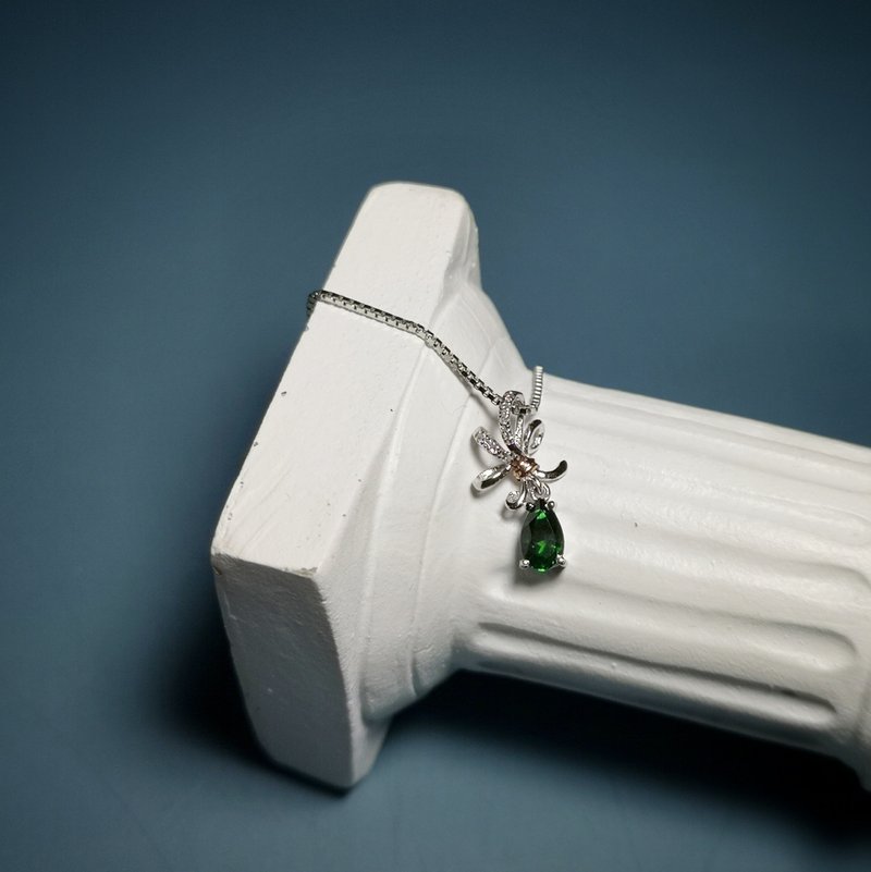 14k金 电光水滴 绿碧玺 项链 - 项链 - 宝石 绿色