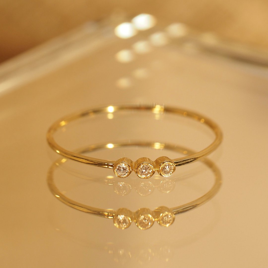 18K金钻石椭圆超薄戒指18K Gold Diamond Ellipsis Ultrathin Rin - 戒指 - 贵金属 