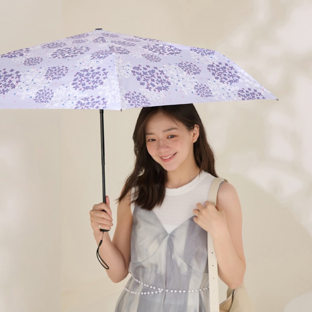 【rento】防晒黑胶安全自动伞-绣球花(紫) - 雨伞/雨衣 - 防水材质 紫色