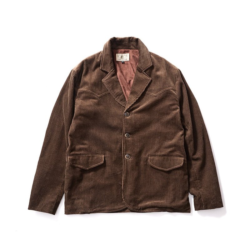 Western Corduroy Jacket - 咖啡色 Brown - 男装外套 - 棉．麻 