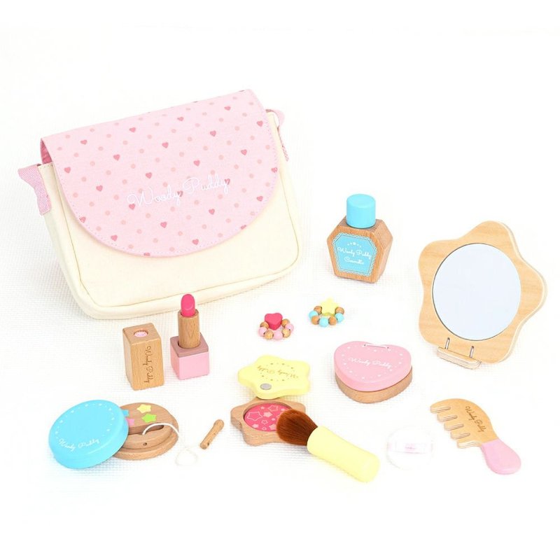 【WOODY PUDDY】闪亮化妆品套组 - 日本木质家家酒玩具 - 玩具/玩偶 - 木头 粉红色
