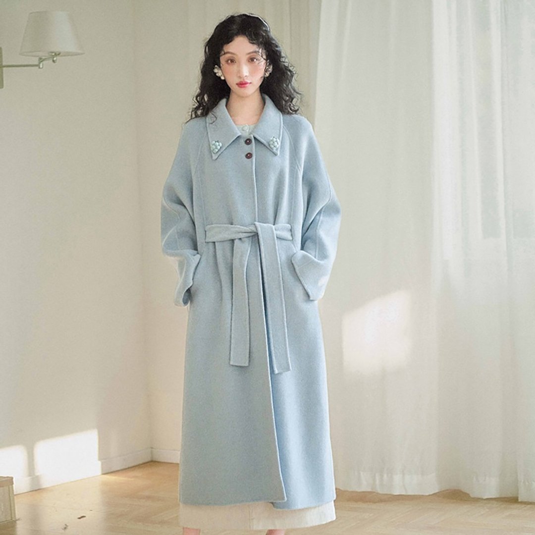 山羊绒系带双面呢大衣D2CH06570-G - 女装休闲/机能外套 - 其他材质 多色