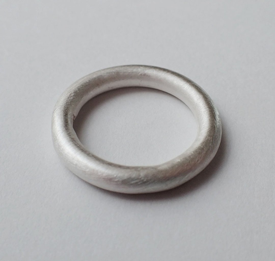 纯银 戒指，3MM 圆线，实心，手工 - 戒指 - 纯银 银色
