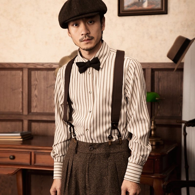 SOARIN抗皱棉质直条纹休闲衬衫(2333C155) - 男装衬衫 - 棉．麻 白色