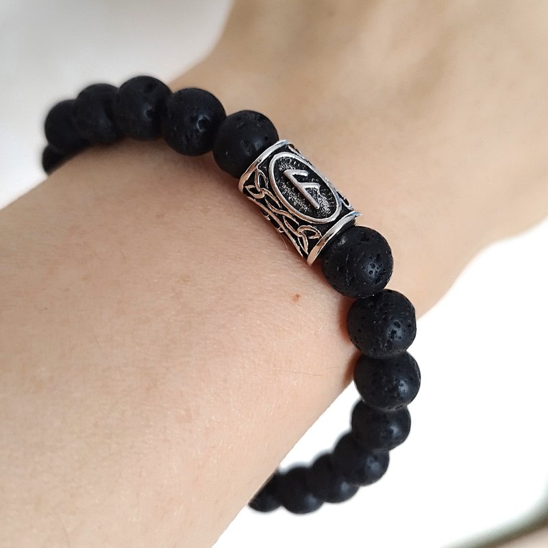 时尚熔岩符文手链 饰品护身符 - 手链/手环 - 半宝石 黑色
