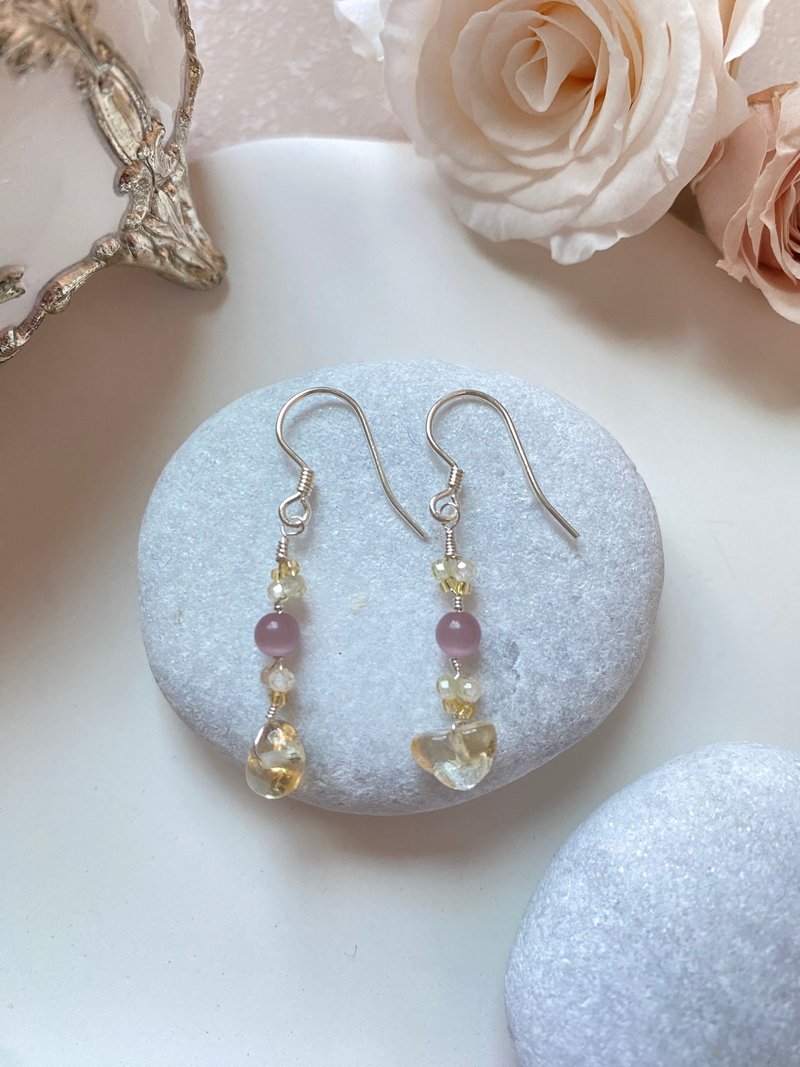 【Kimiko手作饰品】秋季微醺-耳环 B款 - 耳环/耳夹 - 水晶 紫色