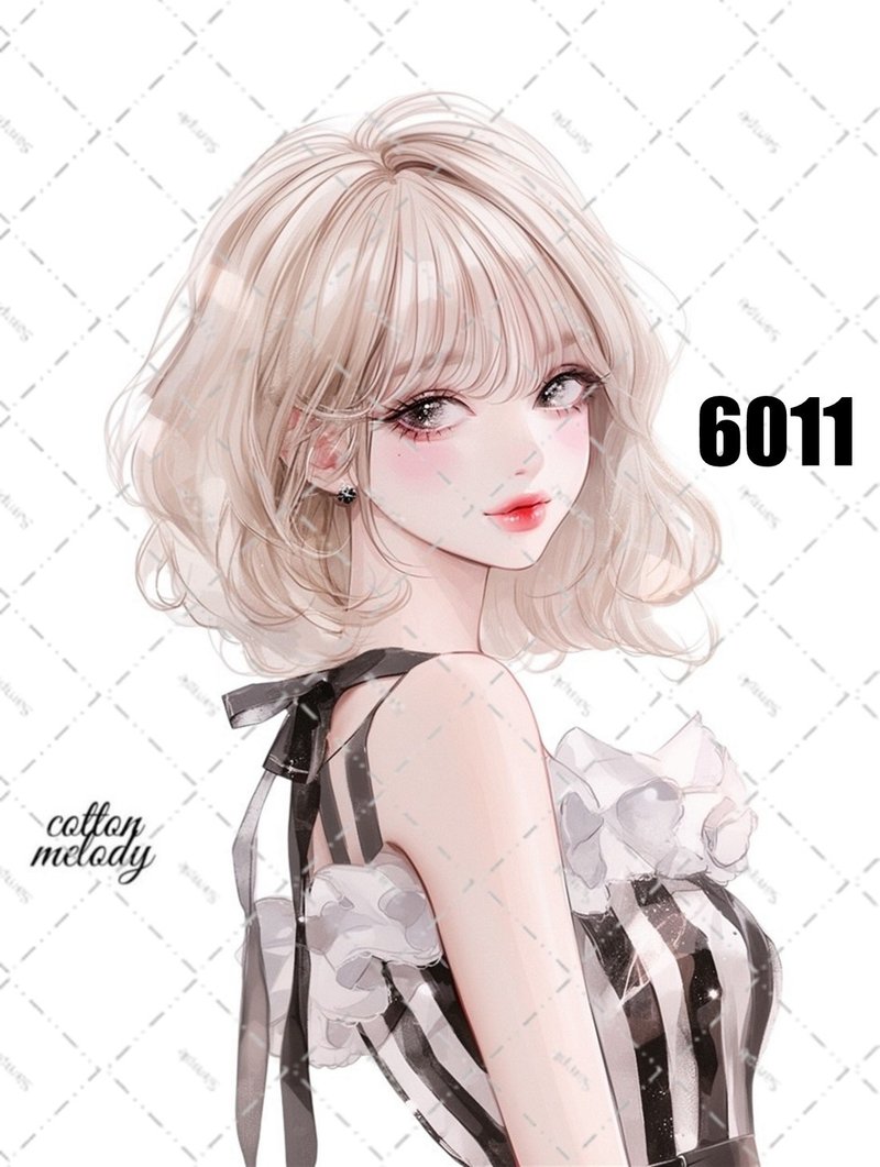 original sticker no.6011 人物贴纸 原创贴纸 人物贴纸 女孩贴纸 原创人物贴纸 - 贴纸 - 纸 