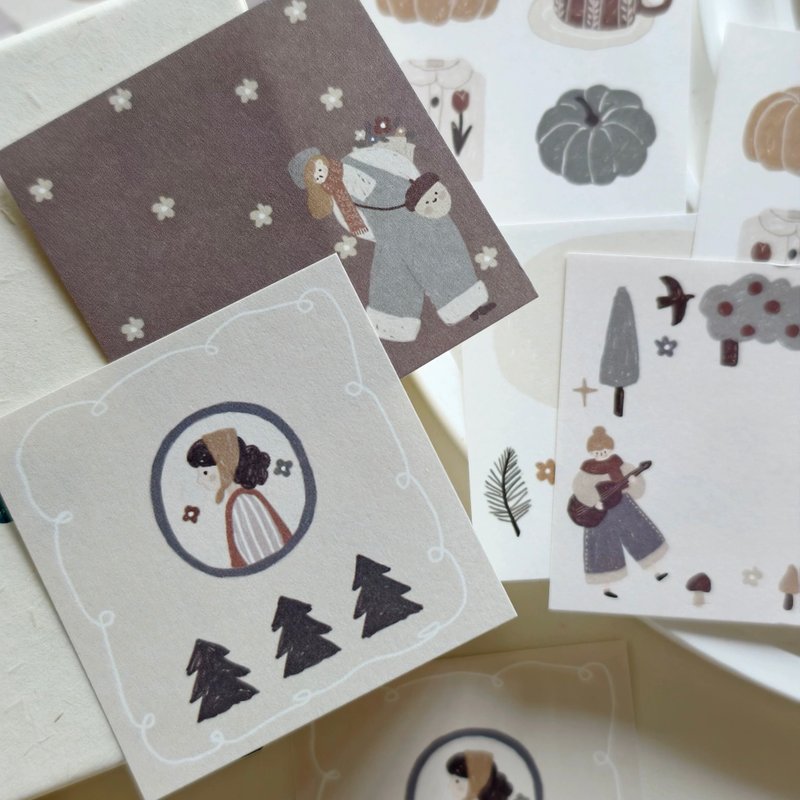 原创盐系轻复古手帐【冬日祝福主题】便签无粘性 - 纸胶带 - 其他材质 紫色