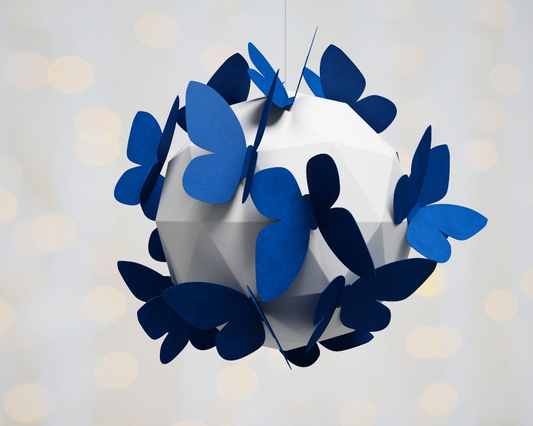 Paper craft Butterfly on a sphere, DIY home decor, papercraft, DIGITAL TEMPLATE - 手工艺教程/工具书 - 其他材质 