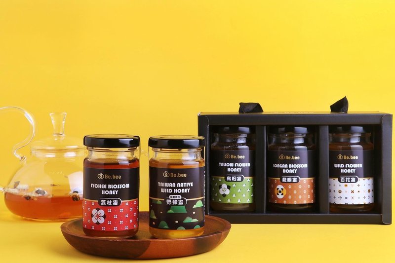 【Be.bee蜂蜜】三入蜂蜜礼盒 / 龙眼蜜.野蜂蜜.荔枝蜜 - 蜂蜜/黑糖 - 浓缩/萃取物 橘色