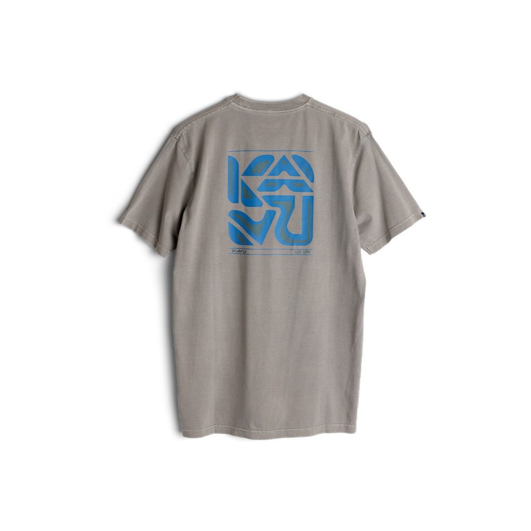 【KAVU】Cubed 厚磅水洗趣味LOGO短袖T恤 胚米灰 #8131 - 男装上衣/T 恤 - 棉 卡其色