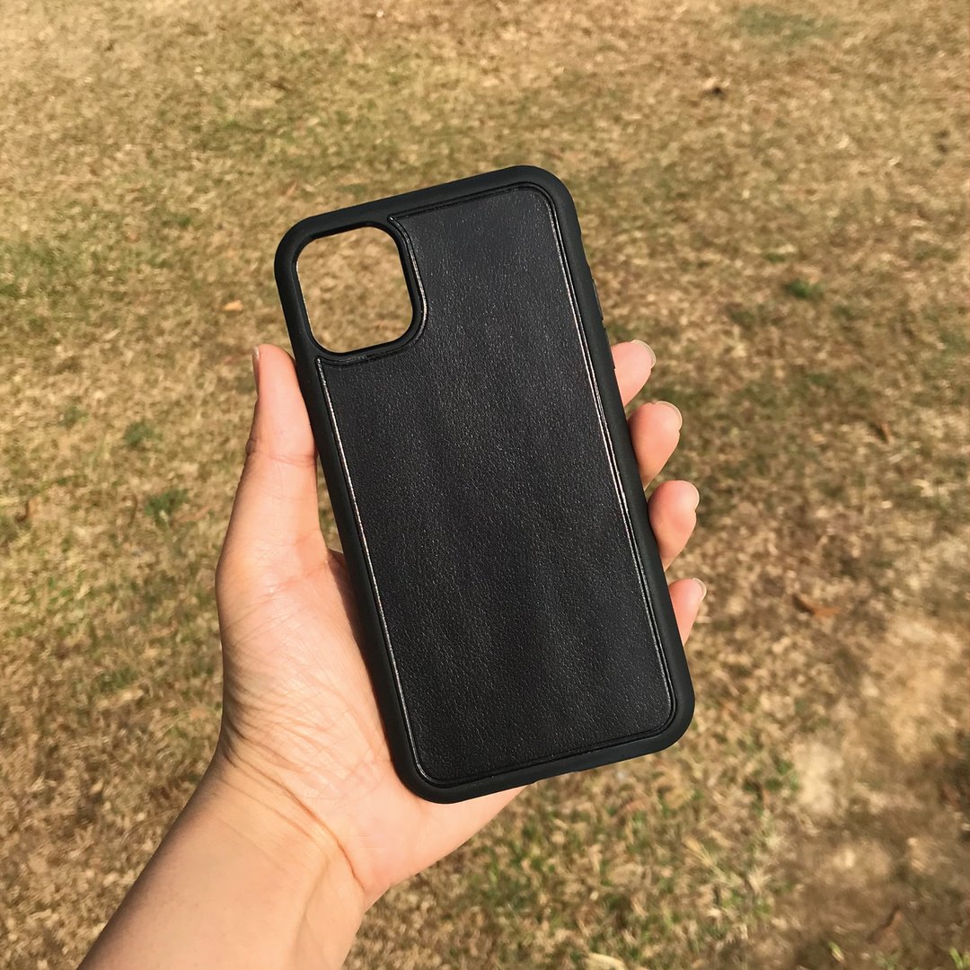 【iPhone手机壳】黑色小牛皮/防摔/多款型号/定制化印字 - 手机壳/手机套 - 真皮 黑色