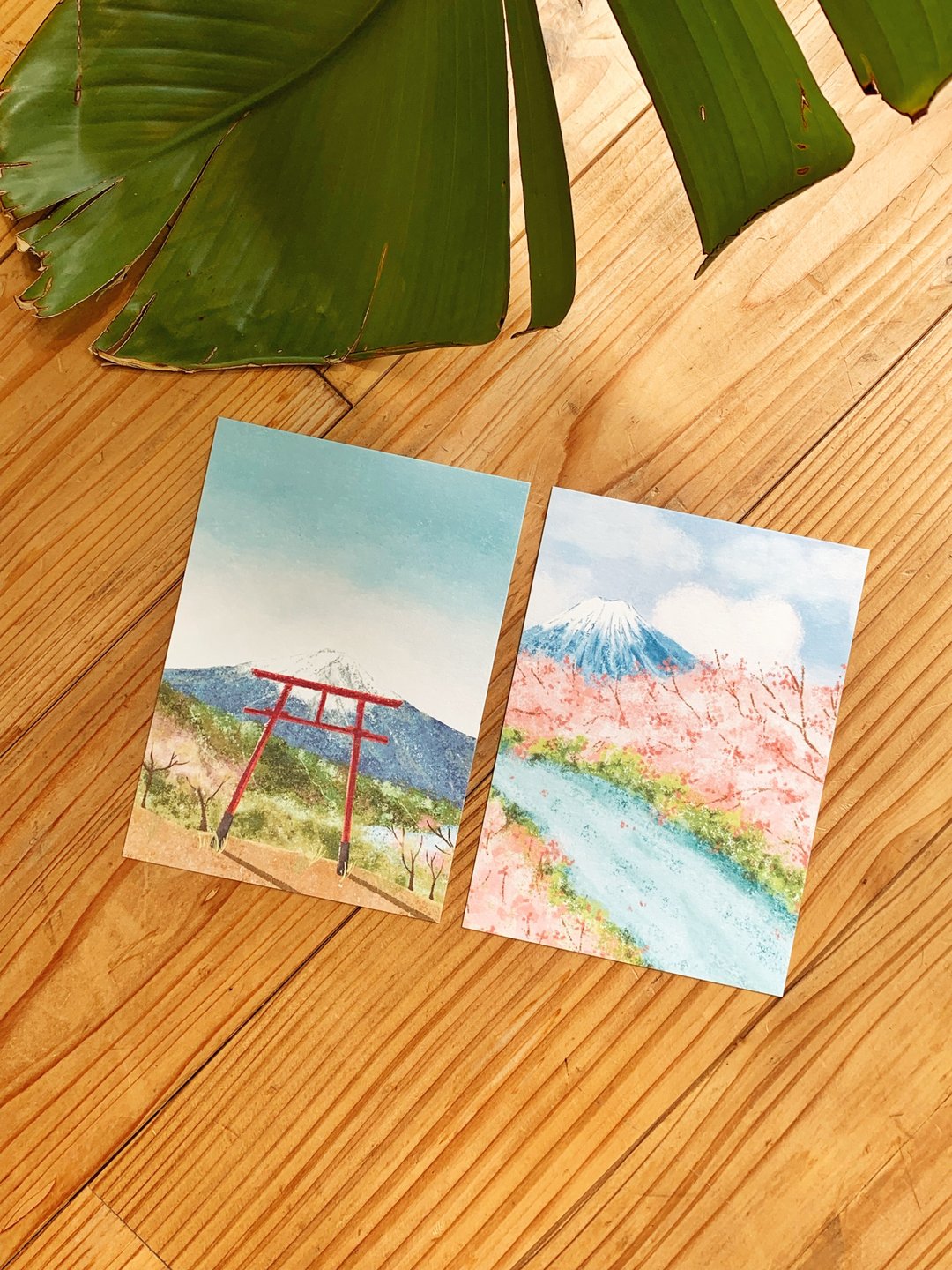 富士山系列插画 明信片 Mstandforc - 卡片/明信片 - 纸 多色