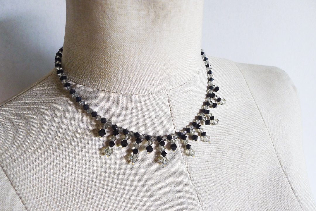 Vintage handmade Gothic Style Smoky and black Crystal Bead necklace -Victorian - 项链 - 塑料 黑色