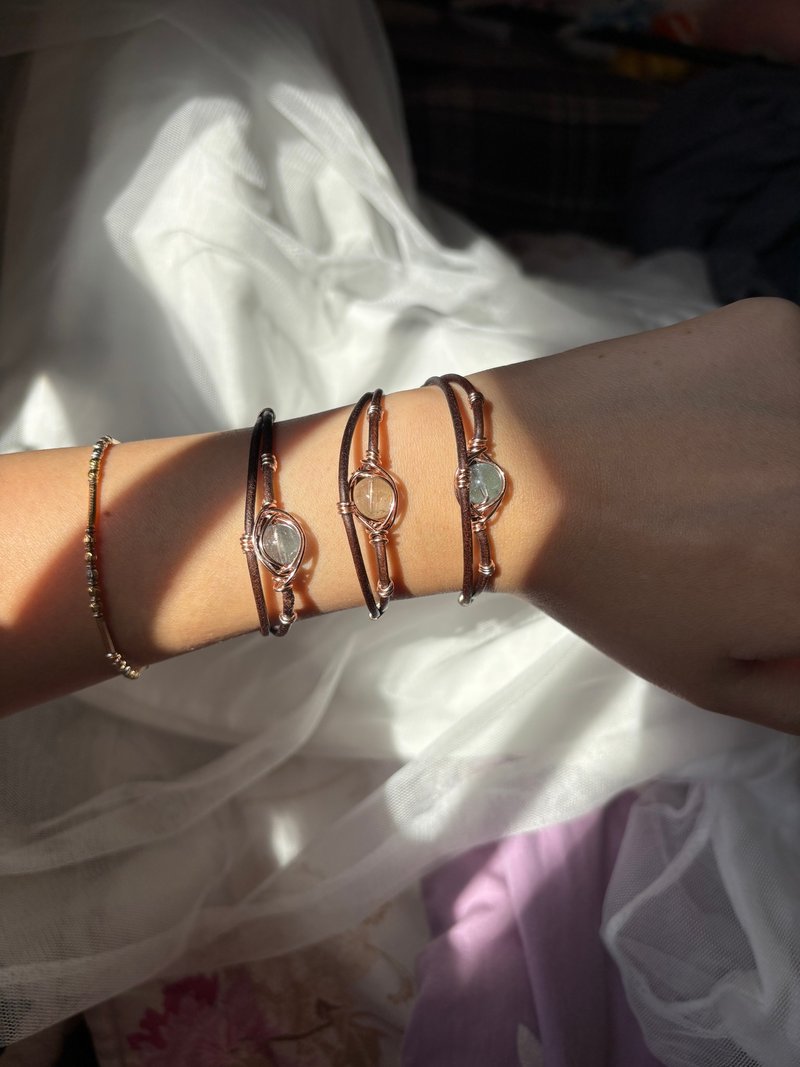 珍饰 －托帕石金属绕线手链 圣诞礼物/ 交换礼物/ 闺蜜礼物 - 手链/手环 - 水晶 