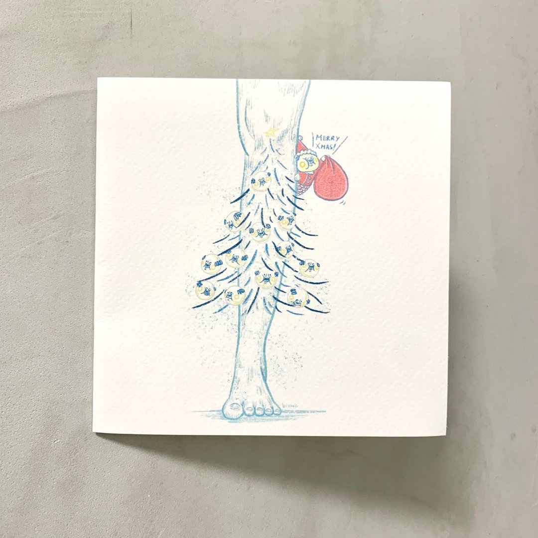 婊叔腿毛圣诞卡 - 卡片/明信片 - 纸 白色