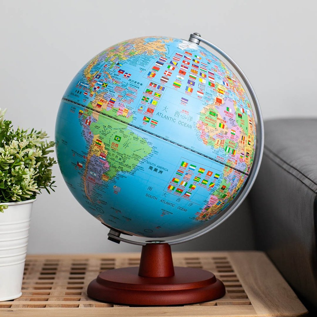 SkyGlobe 10寸国旗版木质底座/会说话地球仪(中英文对照)-LED - 摆饰 - 塑料 蓝色