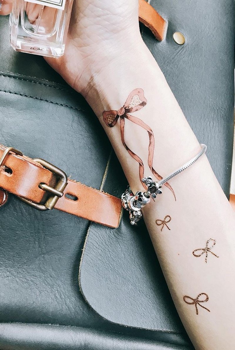 芭蕾女伶-2入紋身貼紙 原創手繪設計 - 纹身贴 - 纸 粉红色