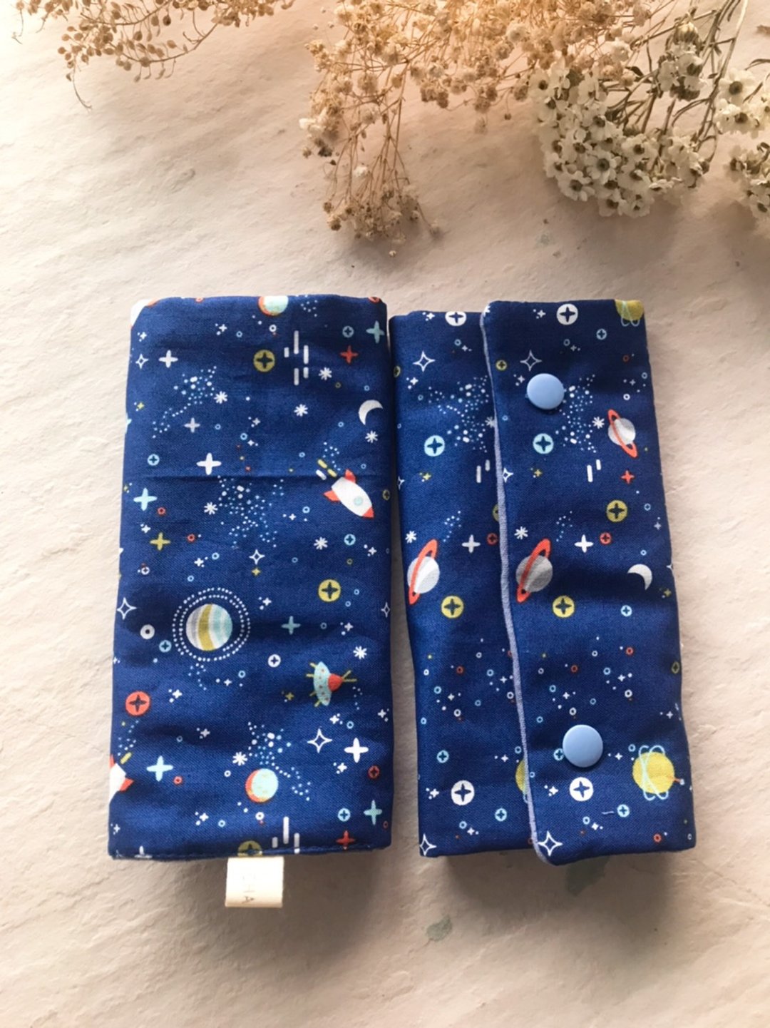 宇宙太空梭     双面手工纯棉六层纱宝宝背带背巾用口水巾 - 围嘴/口水巾 - 棉 蓝色