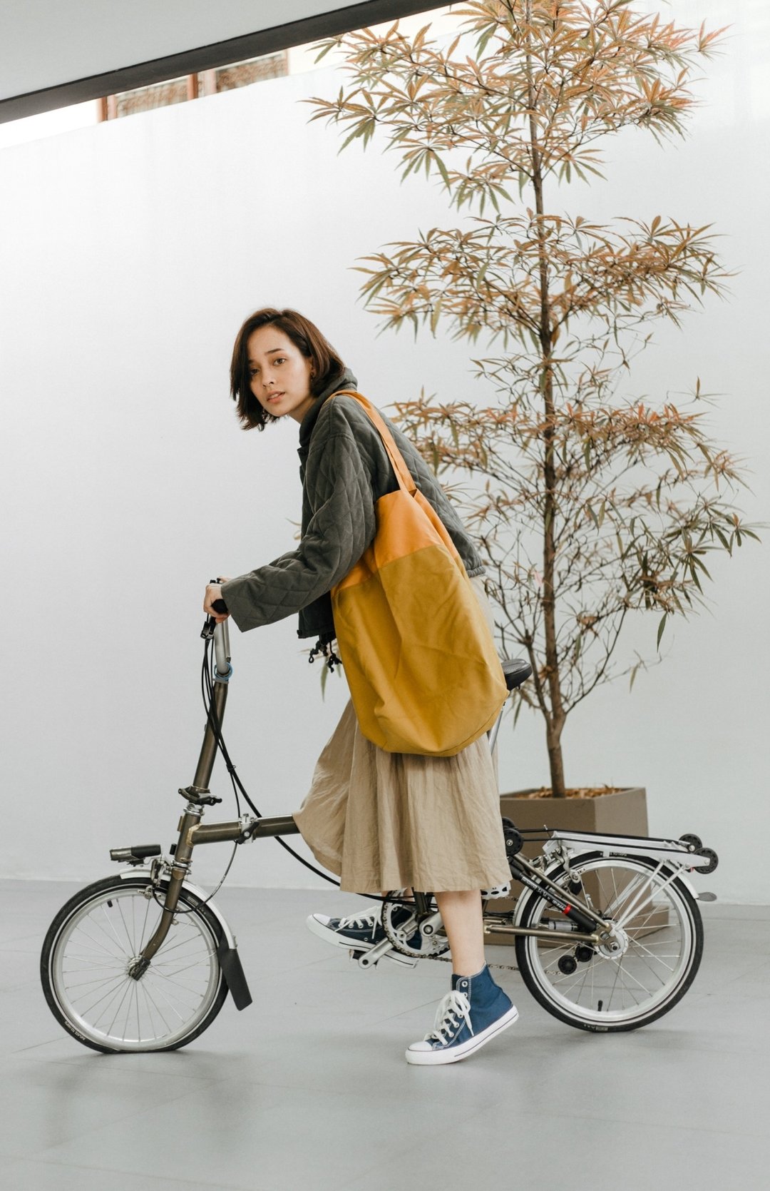 芥末黄 周末大容量包 - 侧背包/斜挎包 - 棉 橘色
