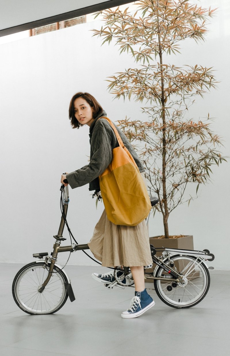芥末黄 周末大容量包 - 侧背包/斜挎包 - 棉 橘色