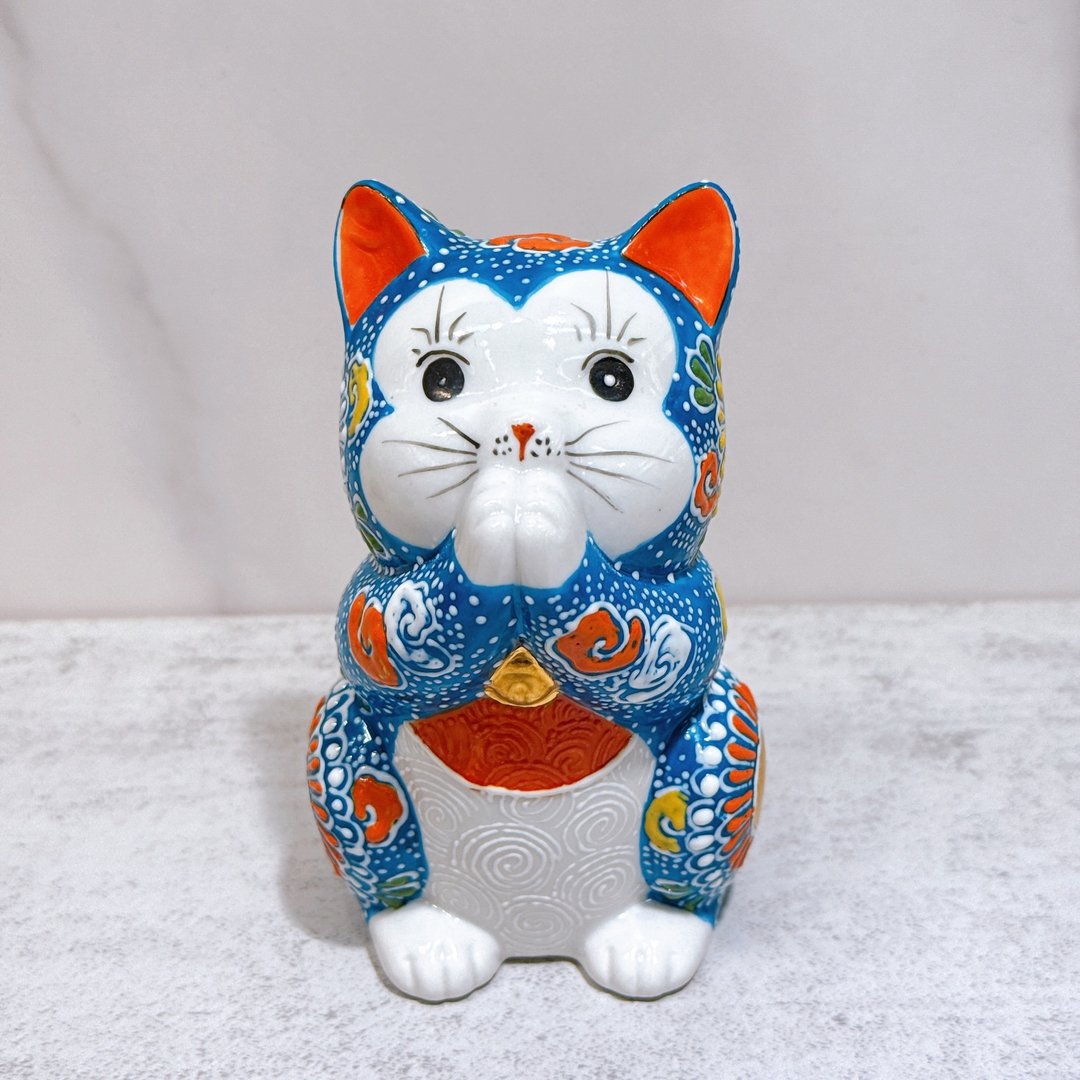 【青祈安福】日本九谷烧招财猫 | 祈祷青盛 - 摆饰 - 瓷 蓝色