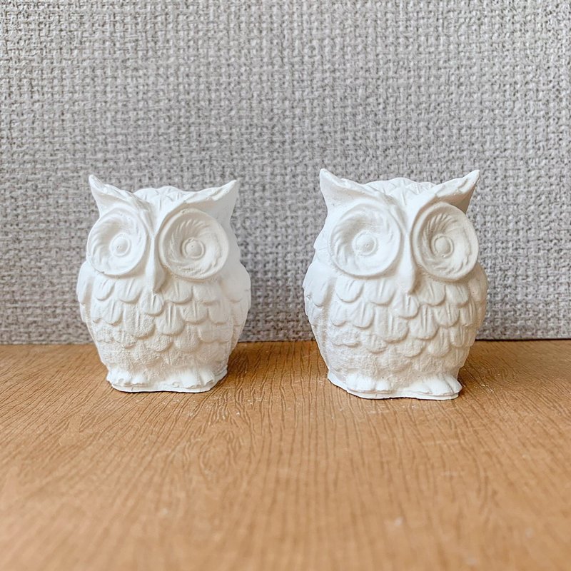 复古纯白守护猫头鹰扩香石 手工制作疗愈摆件 圣诞节交换礼物 - 香薰/精油/线香 - 其他材质 白色
