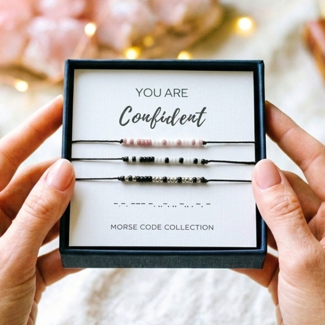 摩斯密码手绳 Confident 自信 | 极细手链 轻奢知性风 送礼推荐 - 手链/手环 - 其他材质 黑色