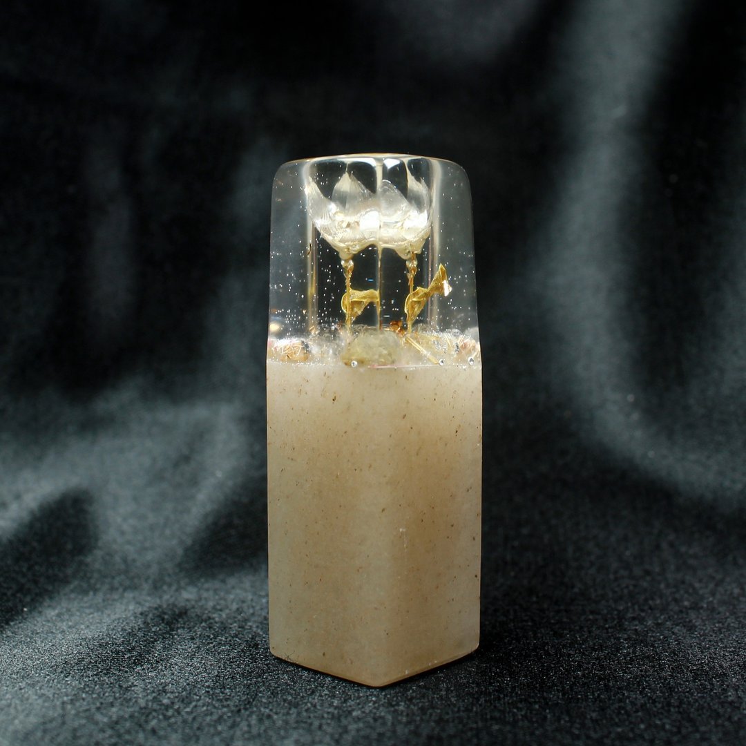 定制化手工印章-|永生花小白花树脂印章 1.8x1.7 CM|篆刻印章 - 印章/印台 - 石头 