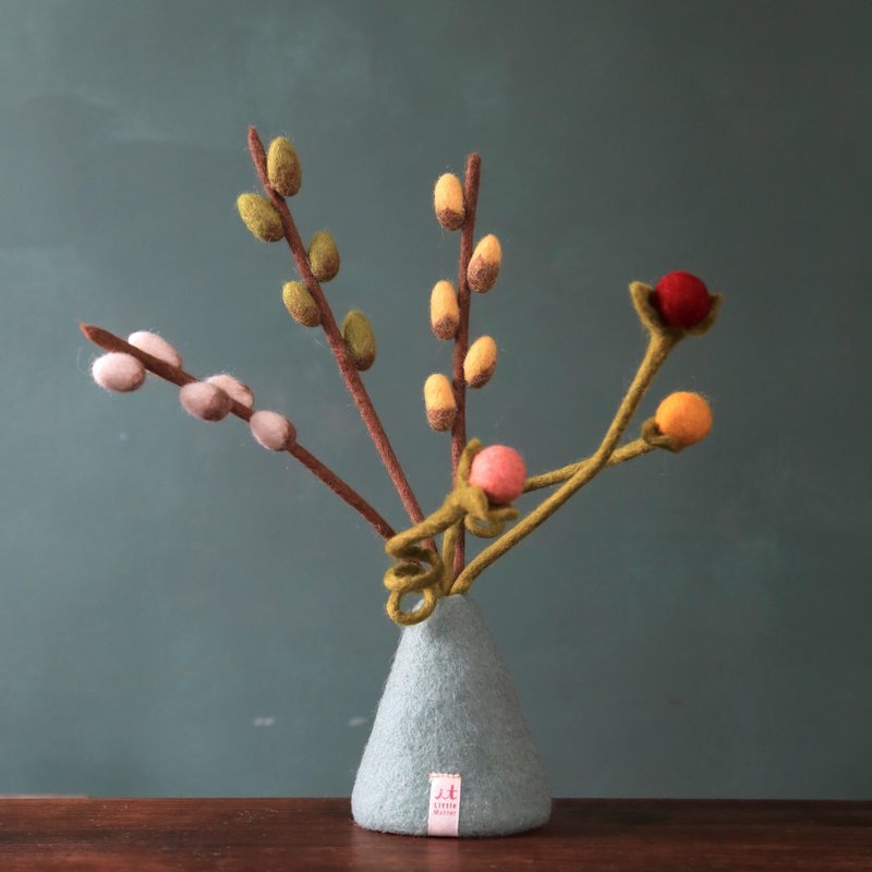 羊毛毡插花植物/小猫柳 (银柳) - 干燥花/捧花 - 羊毛 