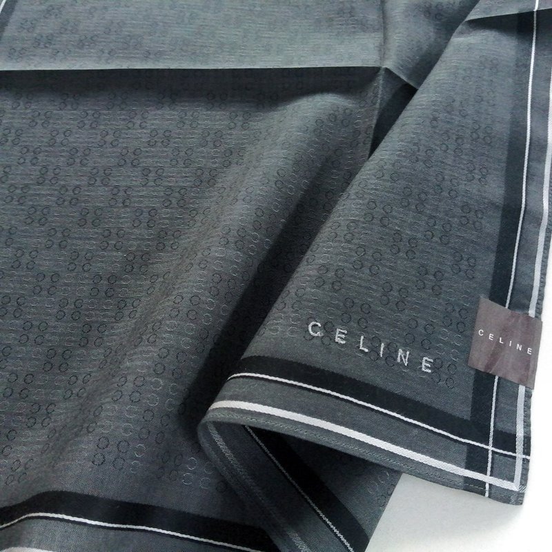 CELINE 同色系织纹标志手帕 极简提花设计 19.5 x 19 英寸 - 丝巾 - 棉．麻 灰色