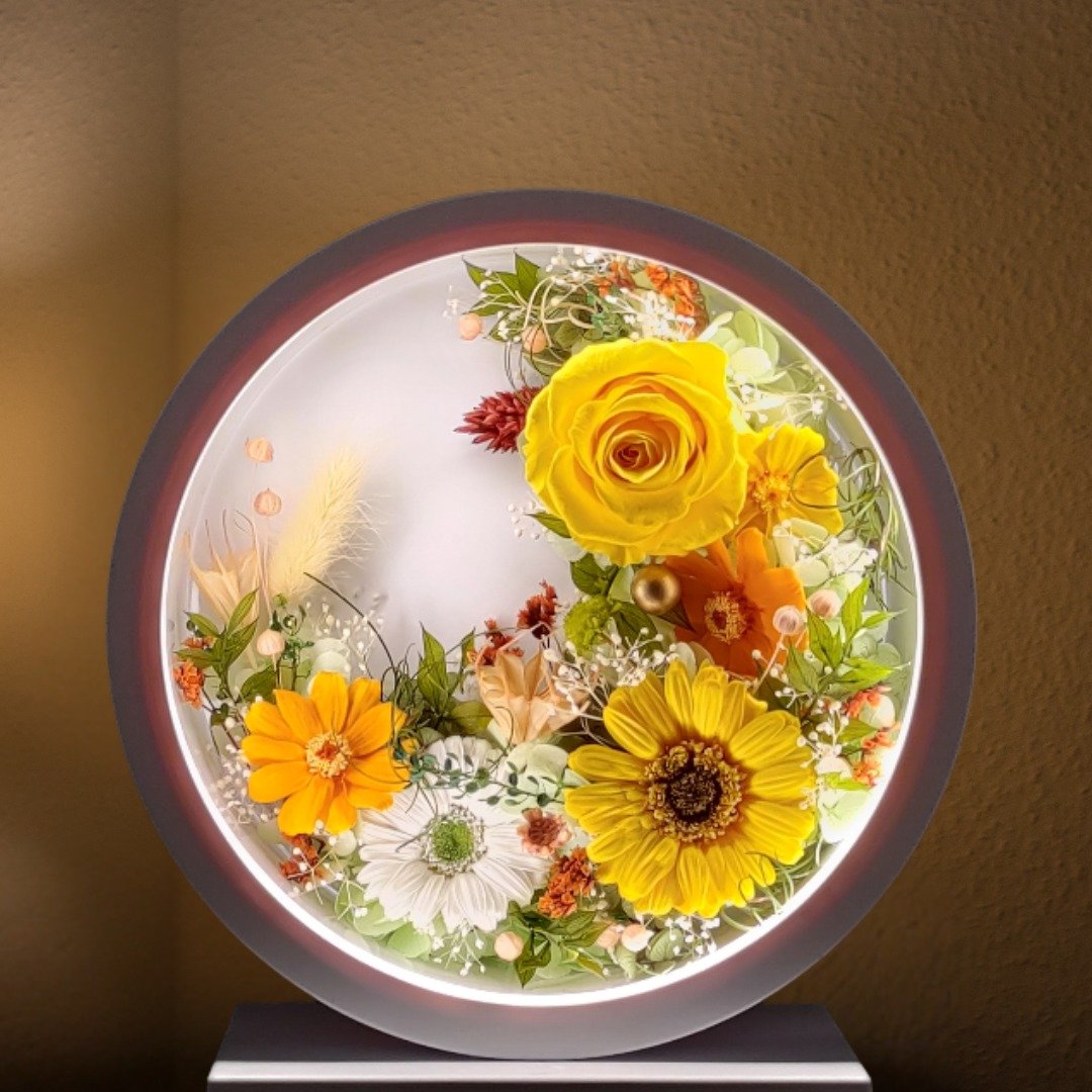 定制化【不凋花/永生花】Oborozuki-承和色 | 暖光夜灯 纪念日 - 灯具/灯饰 - 植物．花 黄色