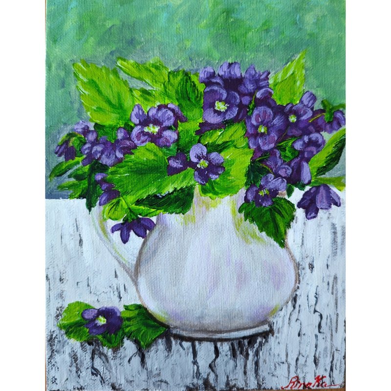 紫罗兰花原创花卉艺术框画作品 作者 RinaArtSK - 墙贴/壁贴 - 其他材质 多色