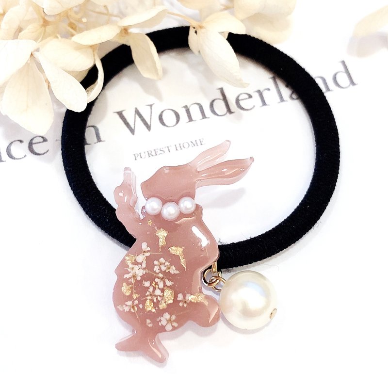 PUREST HOME 爱丽丝梦游仙境 珍珠 手作 发圈 / 兔子 / 粉 - 发饰 - 其他材质 