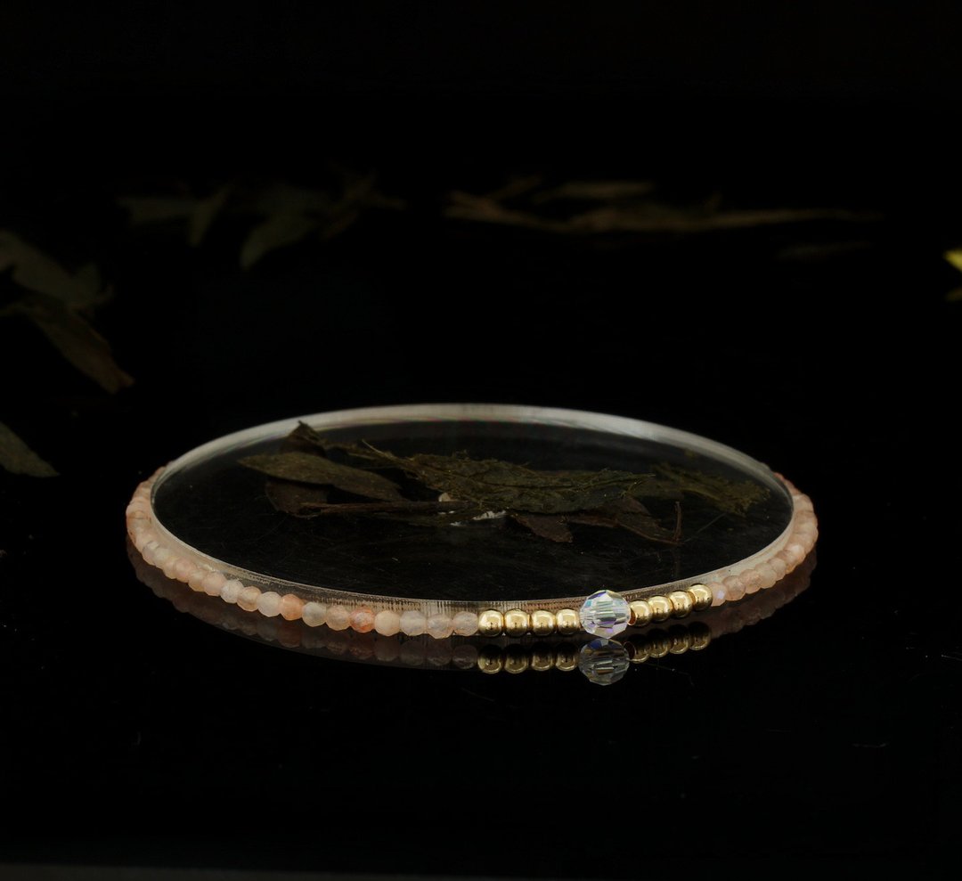 轻奢风 橙拉长石 14KGF Swarovski 水晶手链 - 手链/手环 - 宝石 