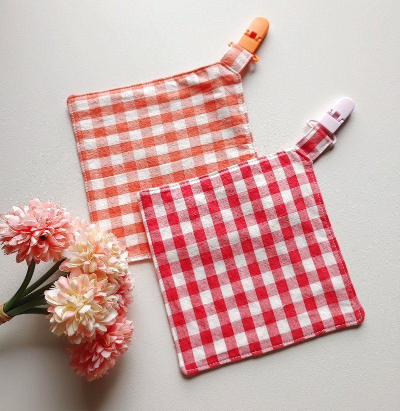 水洗棉夹四层纱儿童手帕/手帕夹/擦手巾/小方巾(格纹) - 手帕/方巾 - 棉．麻 多色