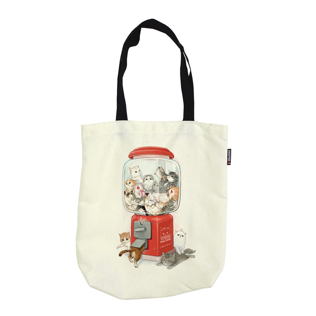 Gachapon Kitty Cat Foldable shoulder bag Canvas Reduce global warming - 其他 - 塑料 黑色