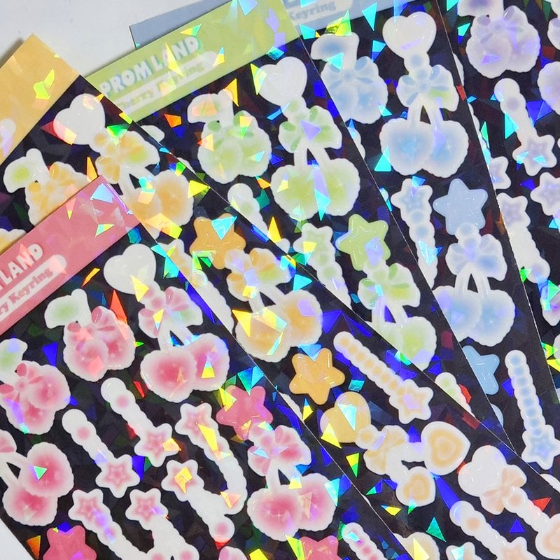 韩国樱桃钥匙圈贴纸组 - 贴纸 - 其他材质 多色