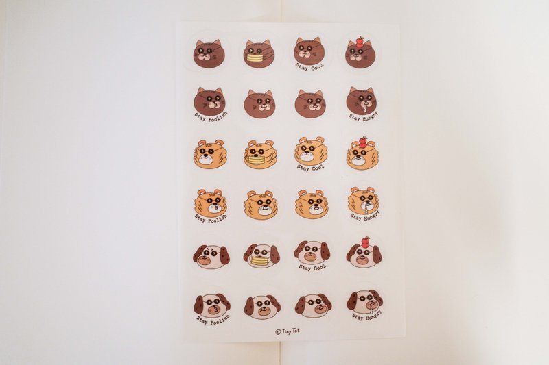 透明贴纸 | 三种可爱的小动物 - 贴纸 - 塑料 