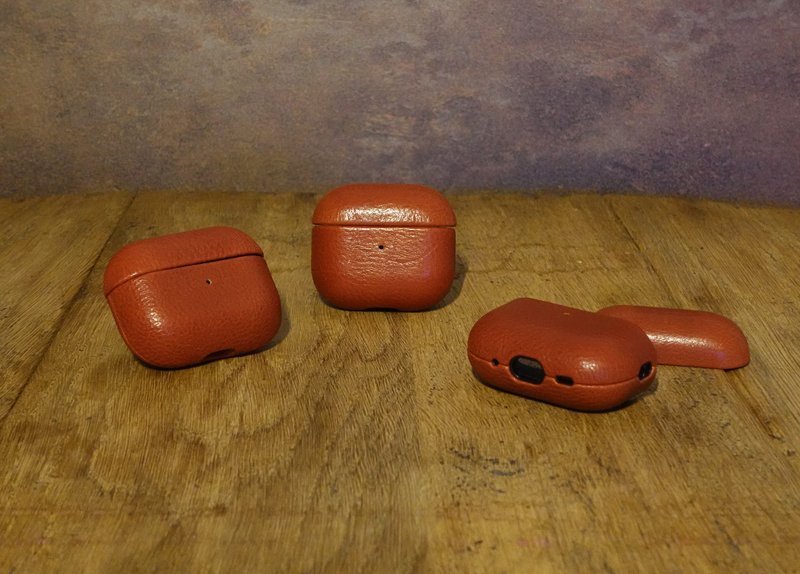 Airpods 3/Pro/Pro2 真皮保护壳 可定制化烫金名字 - 耳机收纳 - 真皮 红色