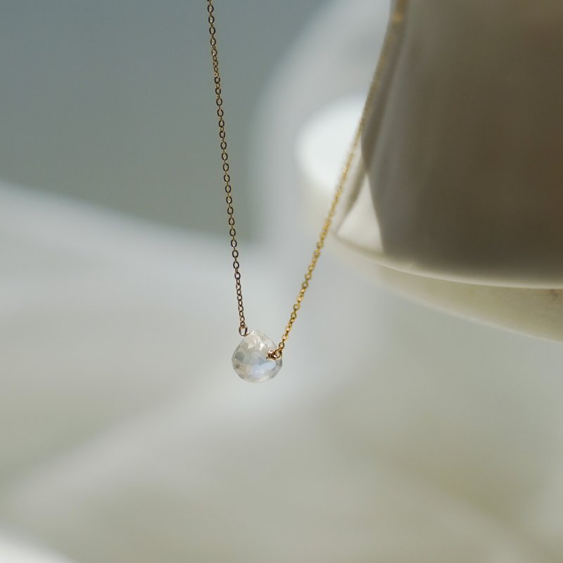 天然切角白水晶项链 抗过敏镀金医疗钢 可配戴洗澡 - 项链 - 不锈钢 金色