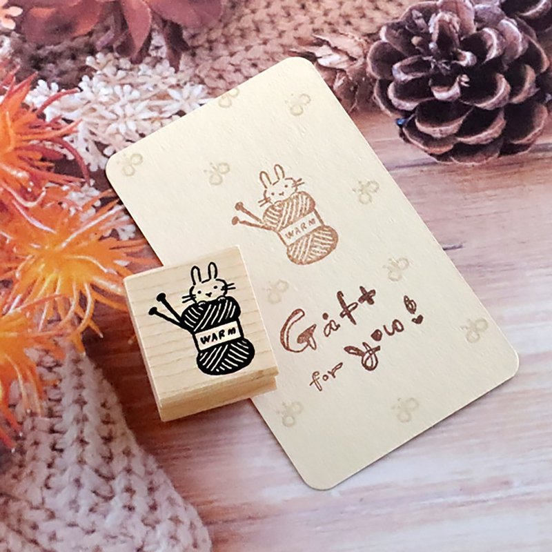 Hanko Dori 橡皮图章 毛线兔子 宽25mm x 高19.2mm - 印章/印台 - 橡胶 