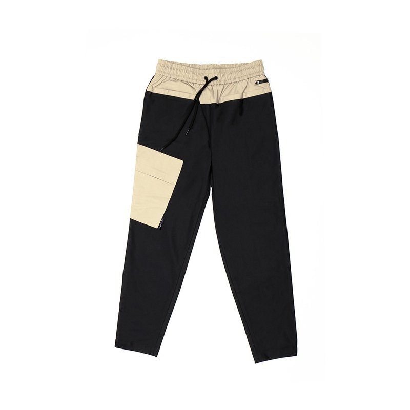 四面弹大贴袋抽绳长裤-黑 - 男士长裤 - 环保材料 黑色