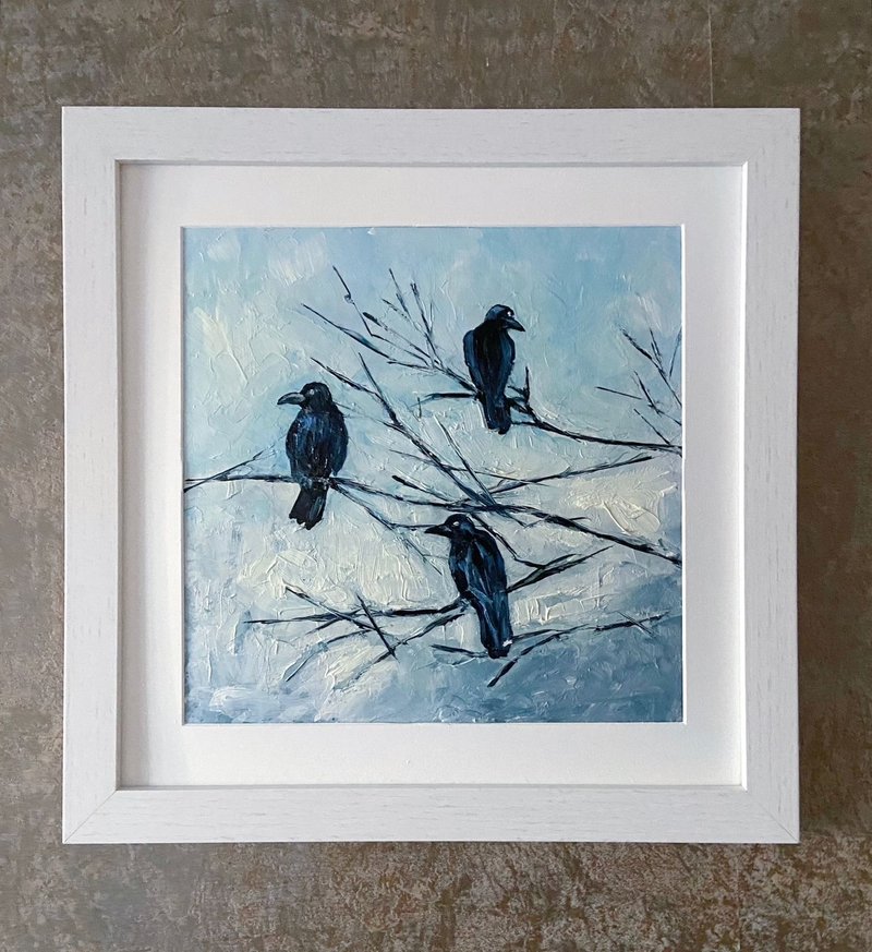 立即购买。 其中的一种。 黑乌鸦 (raven) 是纸板上的原始油画。 - 墙贴/壁贴 - 其他金属 蓝色