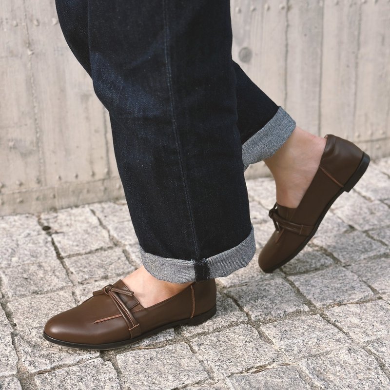 义式小领结芭蕾舞鞋-可丽露 - 女款牛津鞋/乐福鞋 - 真皮 咖啡色