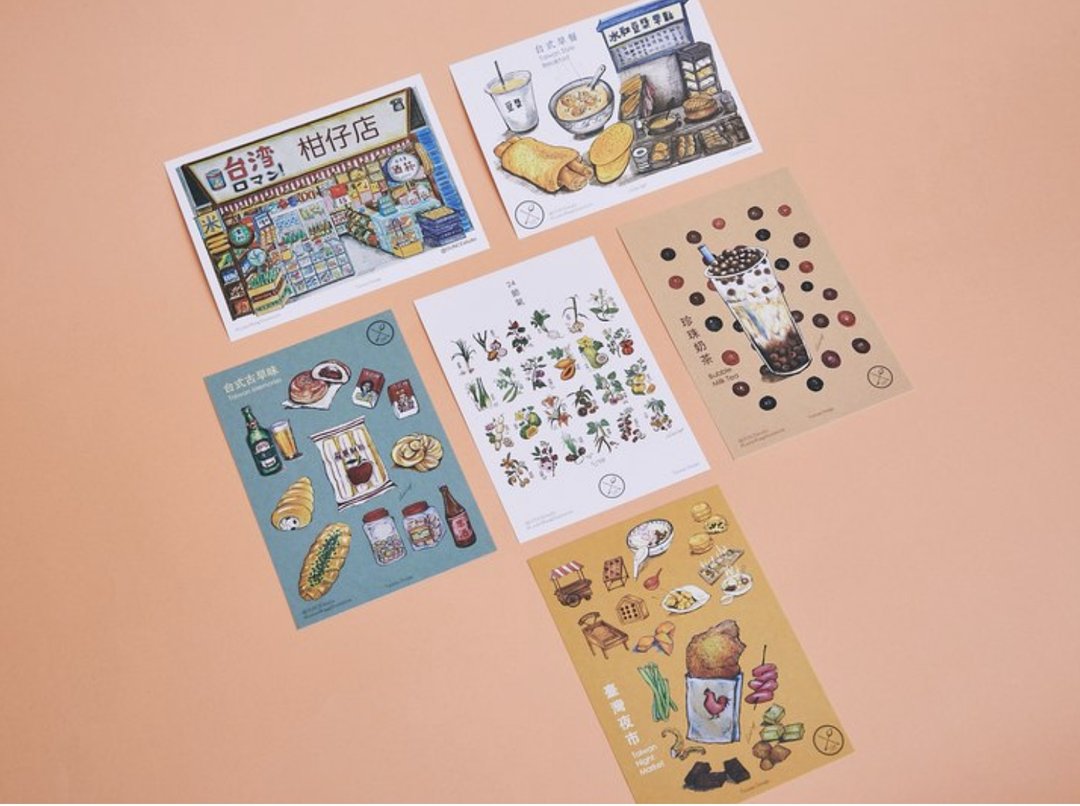 古早味台湾明信片6入组 - 卡片/明信片 - 纸 