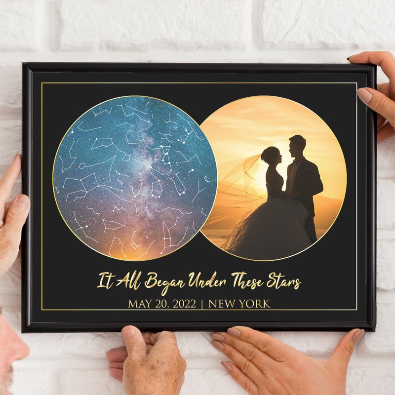 【定制化】老婆礼物老公礼物结婚纪念日当天真实夜晚星空电子图档 - 画框/相框 - 纸 黑色