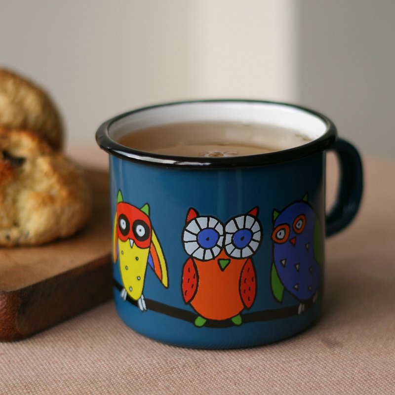 Smaltum布拉格 珐琅杯 呆萌猫头鹰_蓝绿(350ml)〈FDN000372〉 - 咖啡杯/马克杯 - 珐琅 蓝色