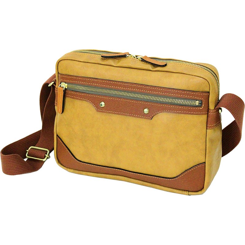 交换礼物 UNOFUKU BX晓 侧背包(横) 日本高级沙发皮革 - 侧背包/斜挎包 - 人造皮革 橘色