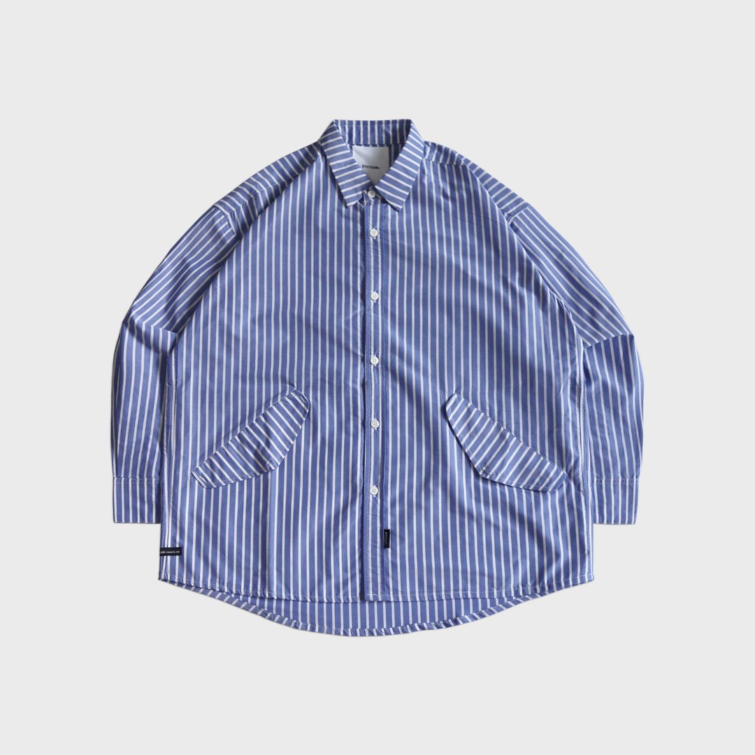 DYCTEAM - Wide striped Patch pocket shirt (blue) - 男装衬衫 - 棉 蓝色